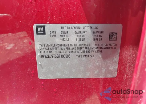 2016 Chevrolet Malibu 1Lt z USA, uszkodzony, nr VIN 1G1ZE5ST5GF193596